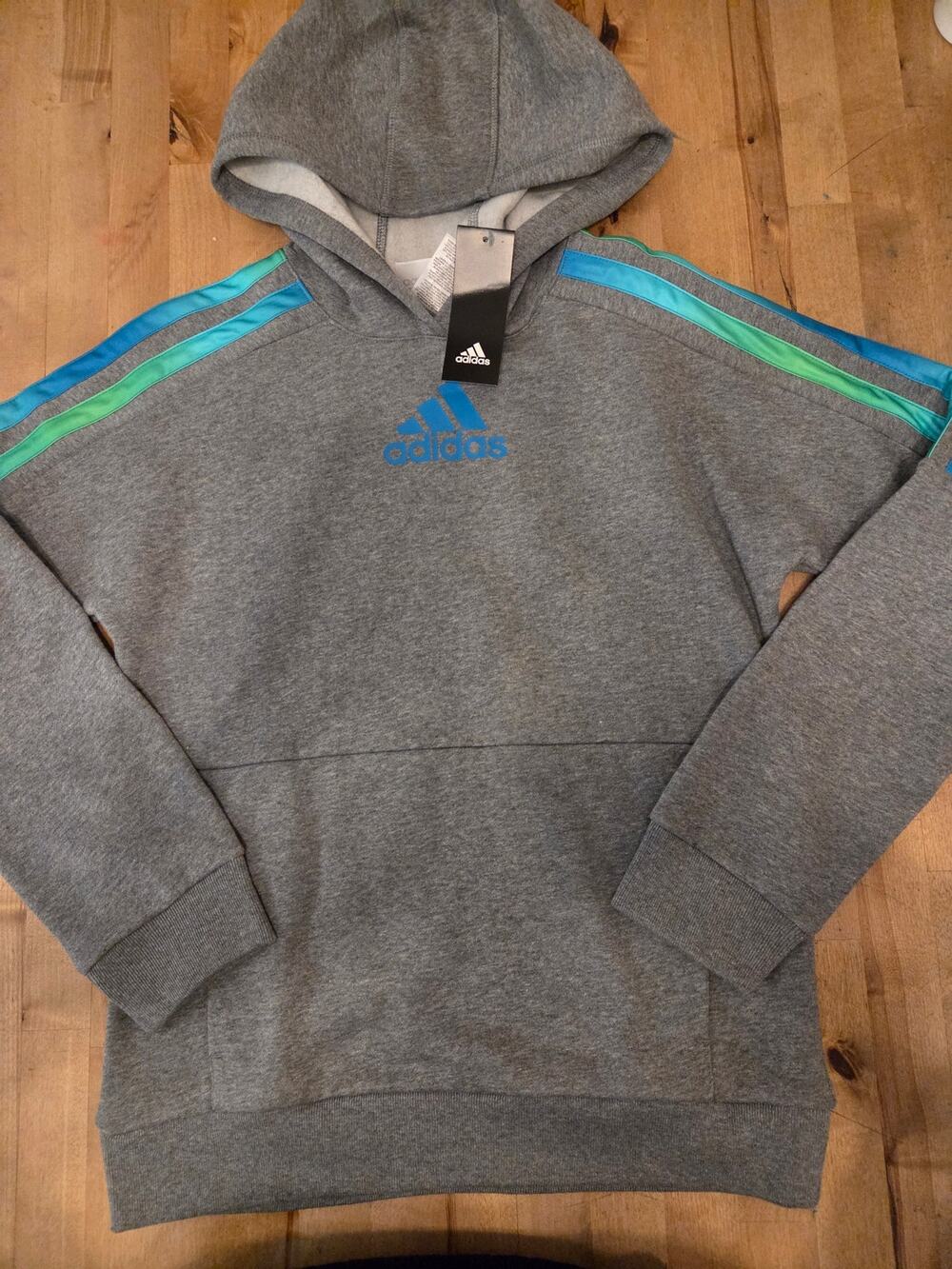 Adidas Boys L (14/16) Bold Printed 3-Stripes Pullover Hoodie NWT